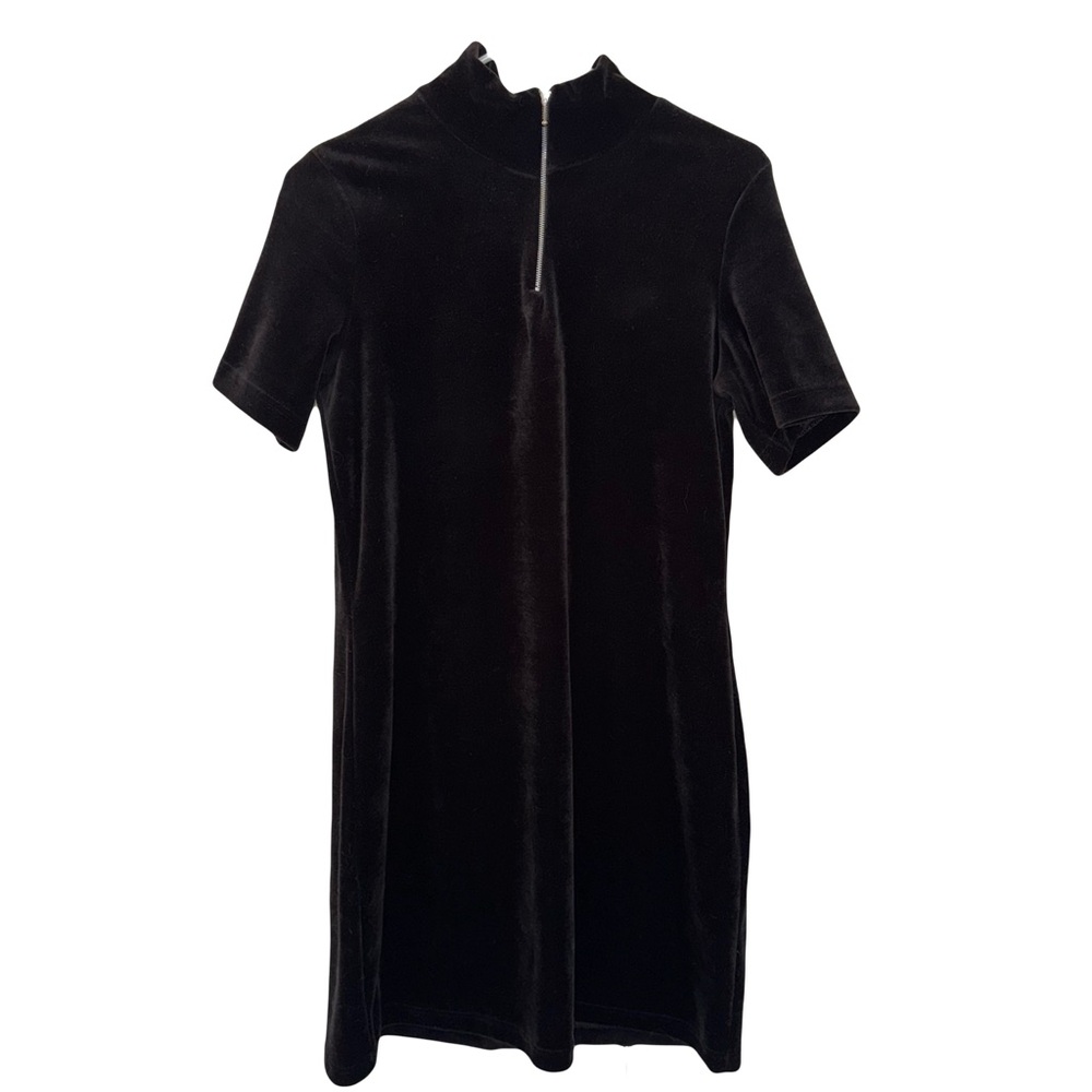 Vintage Energie Y2K '90s Velour Short Sleeve Mini Dress, Black, Size M